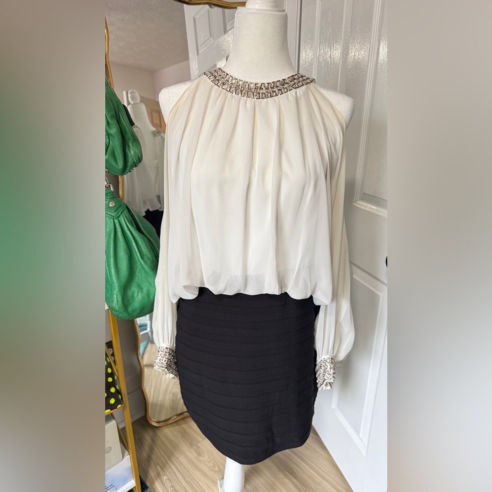 Joanna Chen NY Black and White Cocktail Dress size 10
